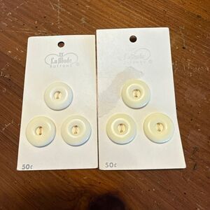 Vintage La Mode Buttons | Cream Plastic | Size 30 3/4” | Lot of 9 | On Cards | N